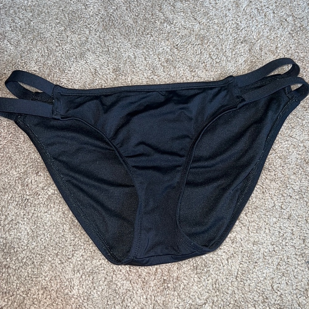 Black bikini swim bottoms cut out strappy sides hips small